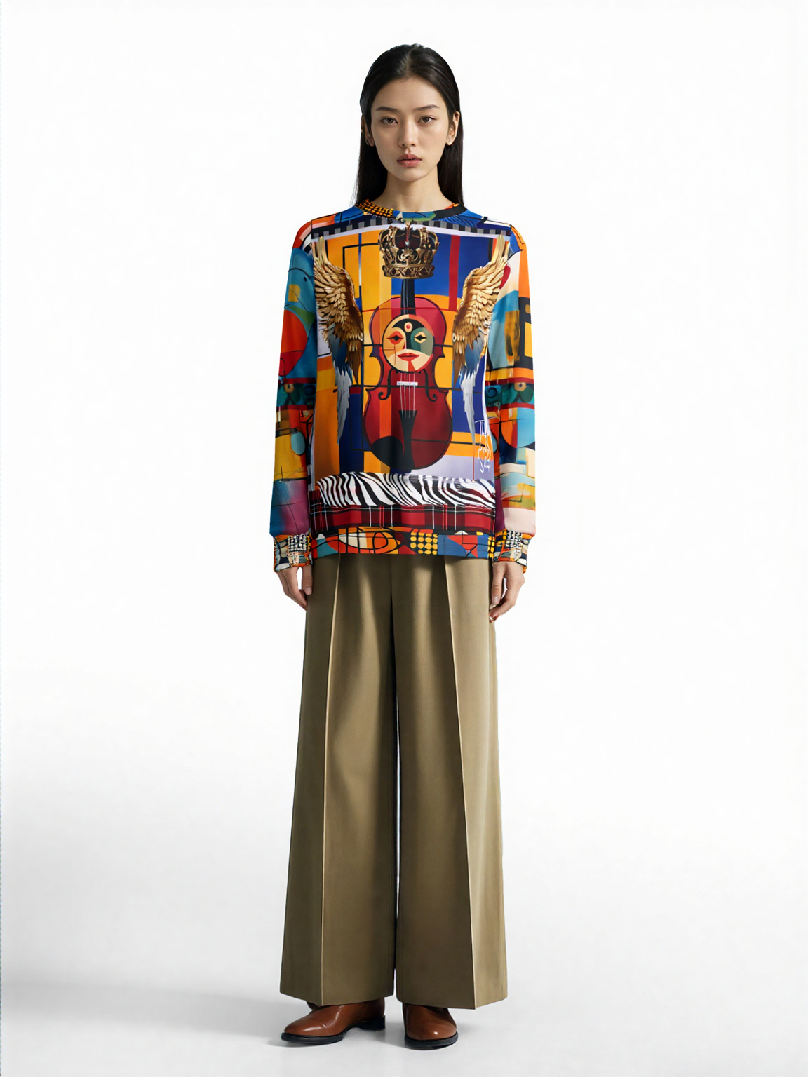 Violin in Mondrian Takes Flight Unisex Sweatshirt (Gold Label)