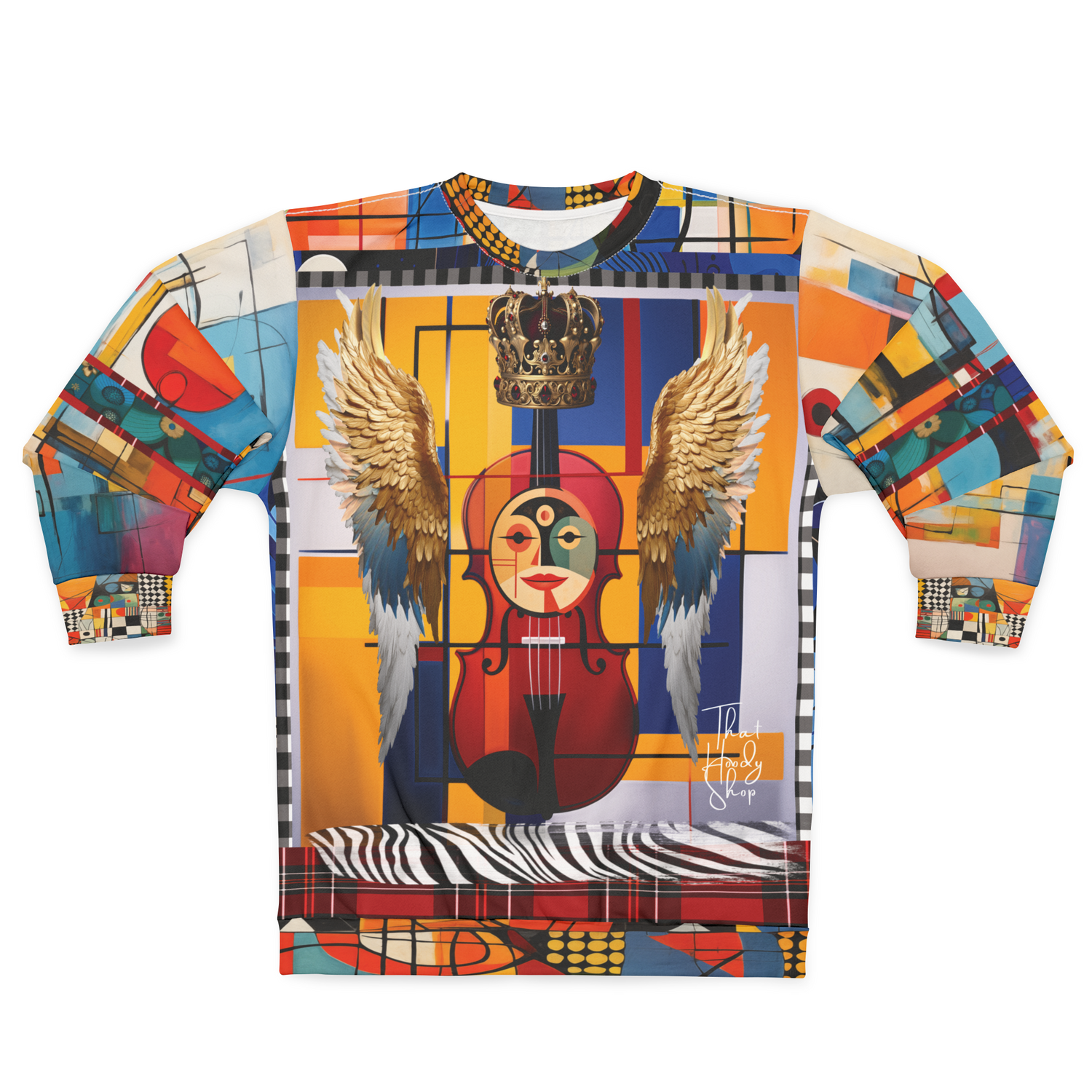 Violin in Mondrian Takes Flight Unisex Sweatshirt (Gold Label)