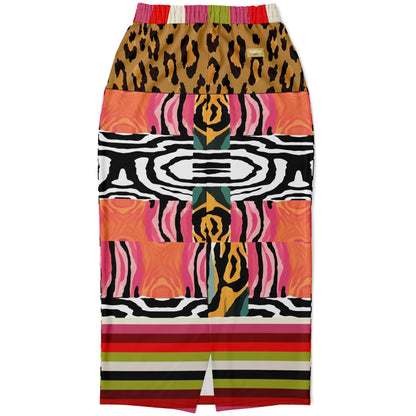 Walk on the Wild Side Abstract Zebra Print Eco-Poly Long Pocket Skirt