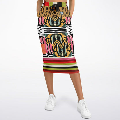 Walk on the Wild Side Abstract Zebra Print Eco-Poly Long Pocket Skirt