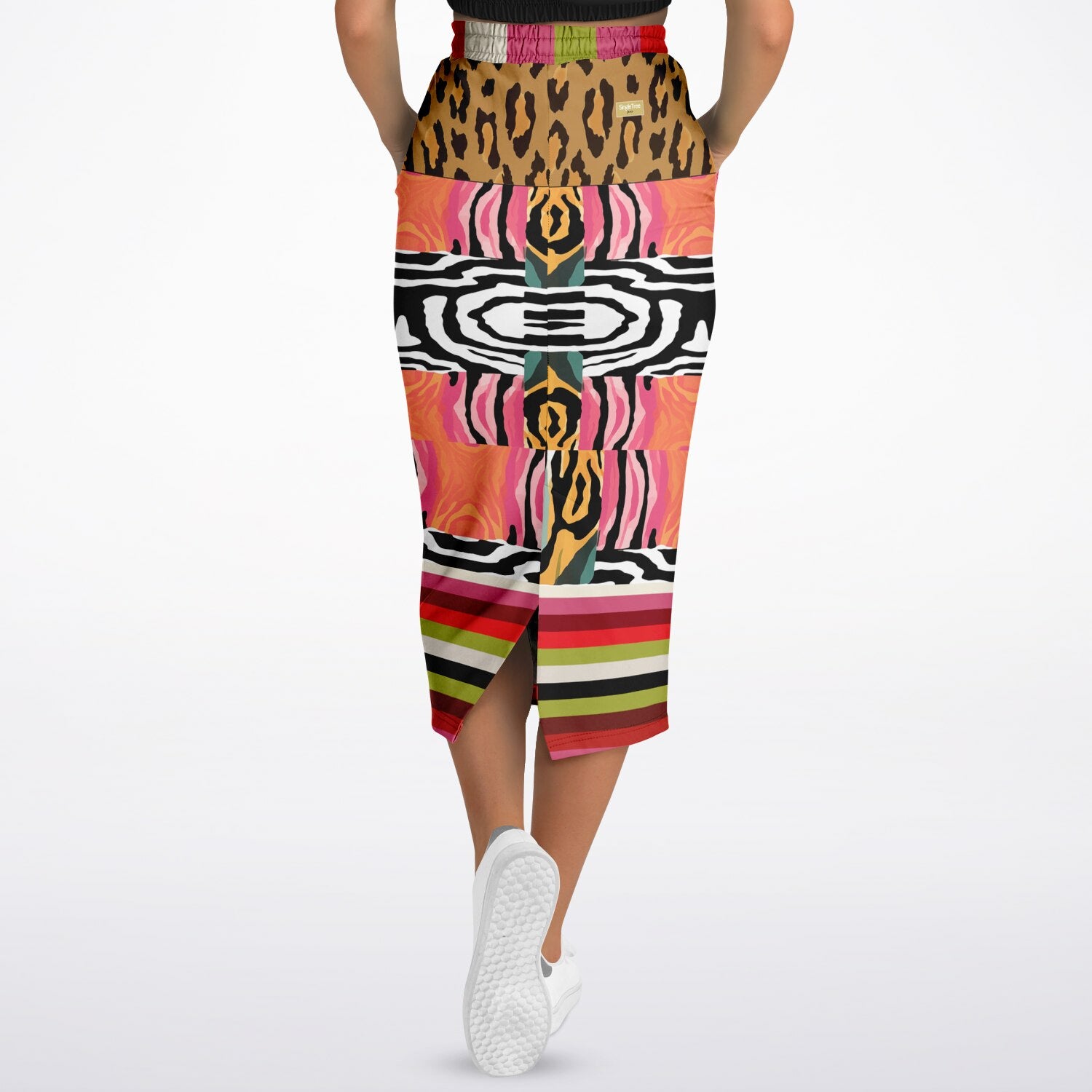 Walk on the Wild Side Abstract Zebra Print Eco-Poly Long Pocket Skirt