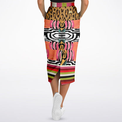 Walk on the Wild Side Abstract Zebra Print Eco-Poly Long Pocket Skirt