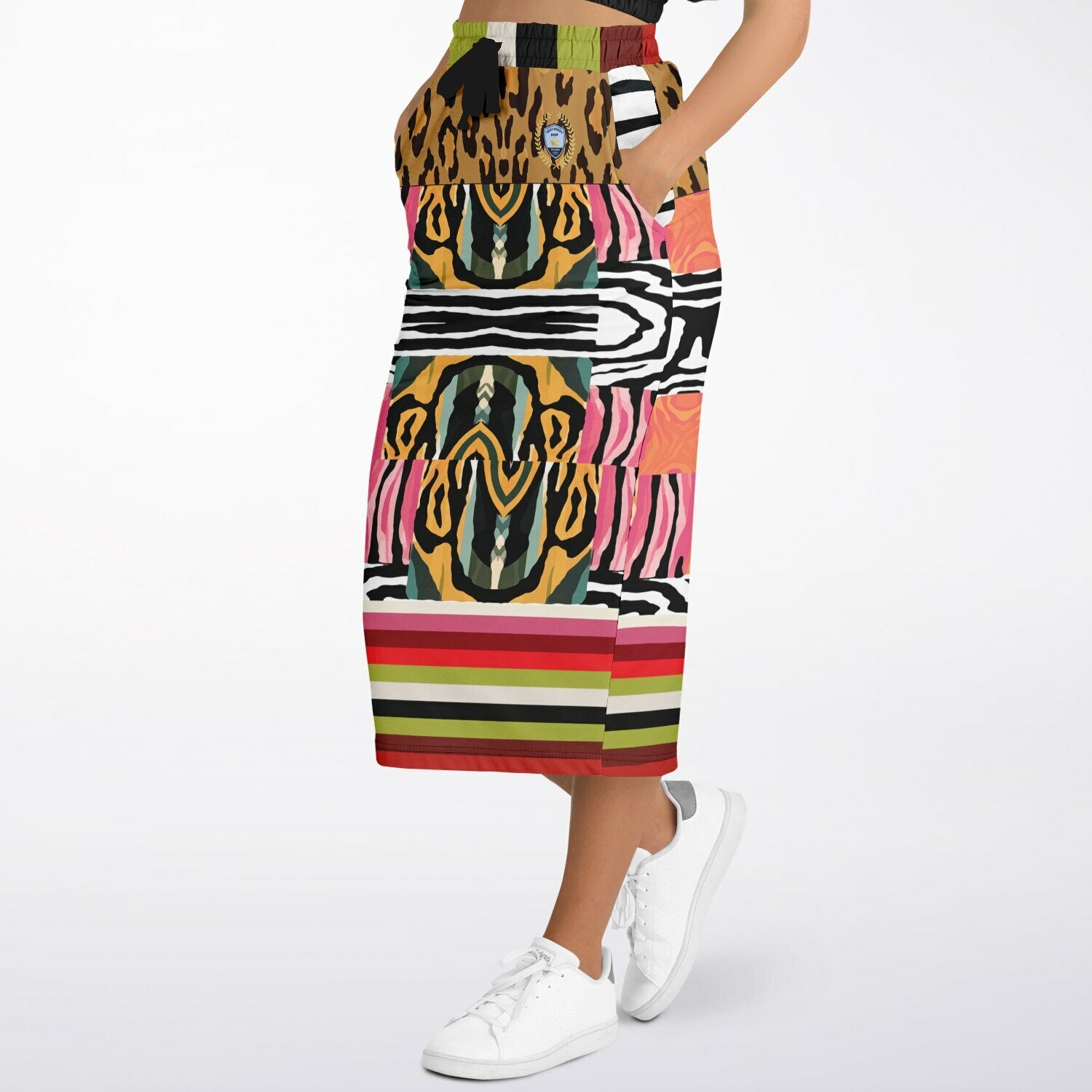 Walk on the Wild Side Abstract Zebra Print Eco-Poly Long Pocket Skirt