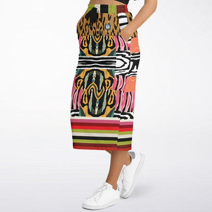 Walk on the Wild Side Abstract Zebra Print Eco-Poly Long Pocket Skirt