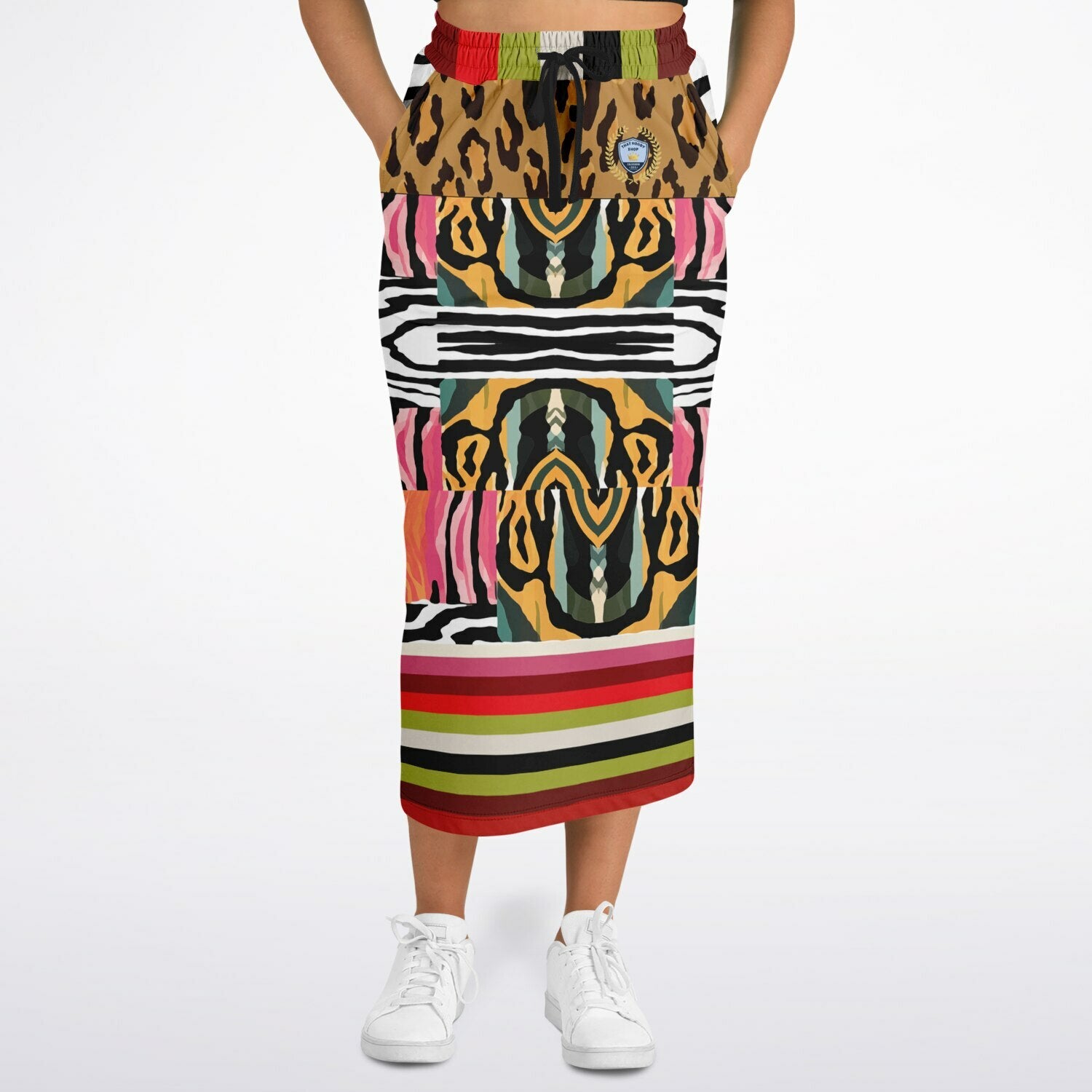 Walk on the Wild Side Abstract Zebra Print Eco-Poly Long Pocket Skirt