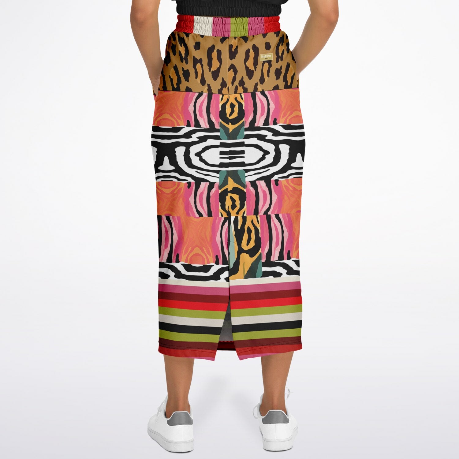 Walk on the Wild Side Abstract Zebra Print Eco-Poly Long Pocket Skirt