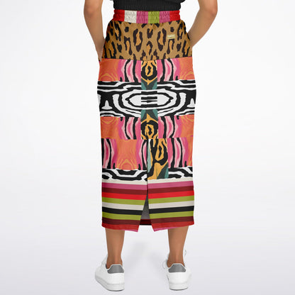 Walk on the Wild Side Abstract Zebra Print Eco-Poly Long Pocket Skirt