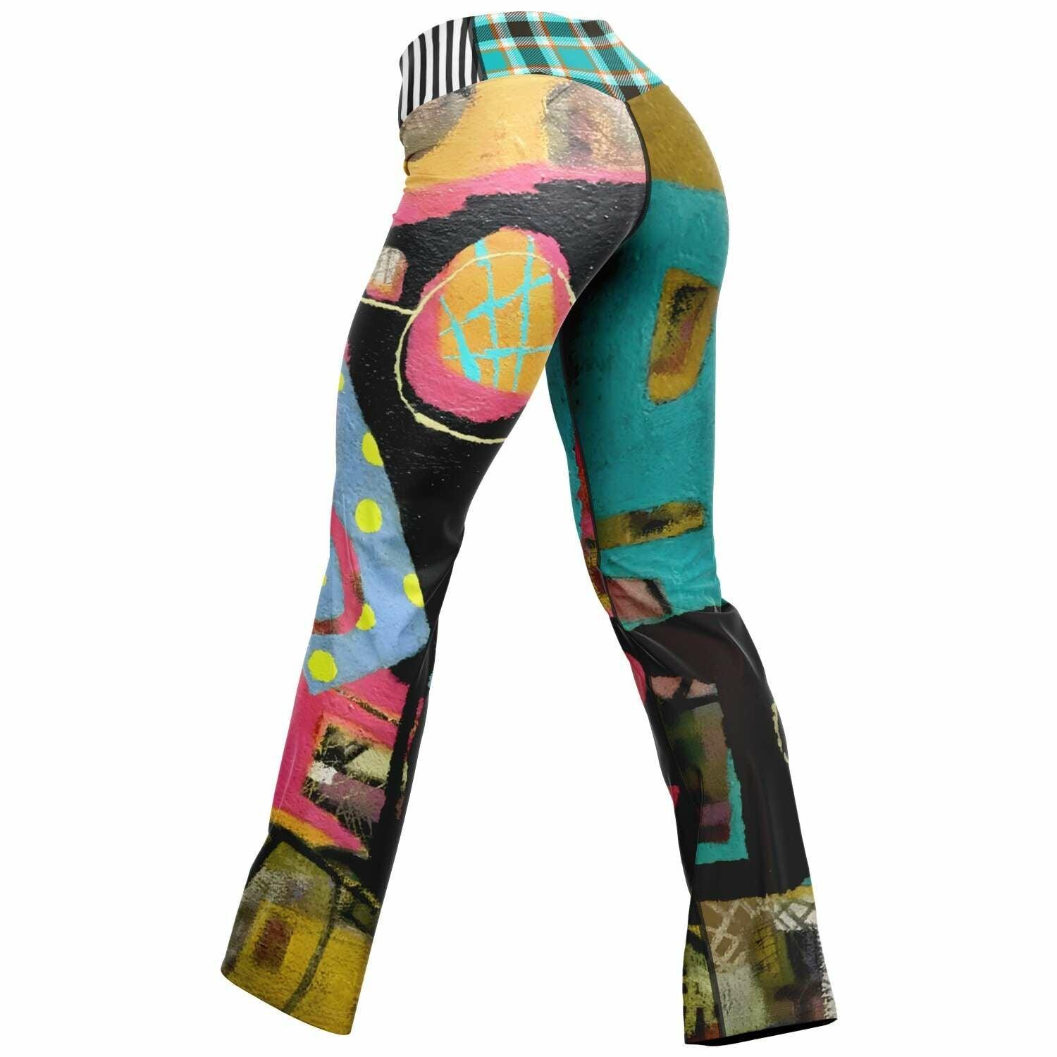 Walking in Geometric Colorblock Flare Leggings