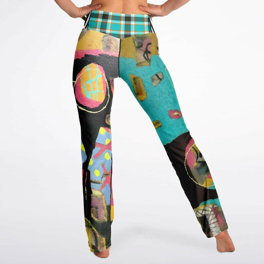 Walking in Geometric Colorblock Flare Leggings