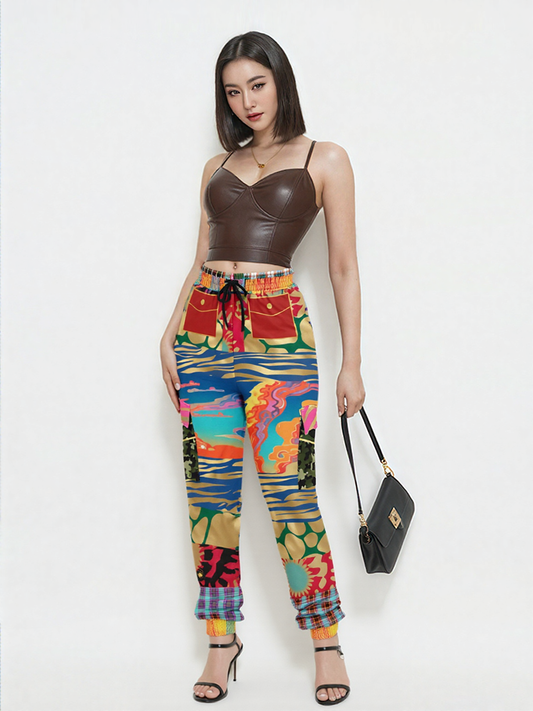 Walking the Runway Patchwork Eco-Poly Unisex Cargo Joggers