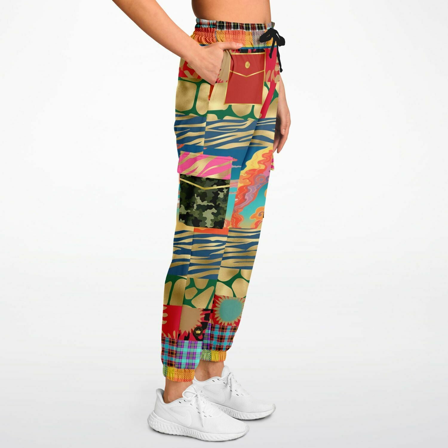 Walking the Runway Patchwork Eco-Poly Unisex Cargo Joggers