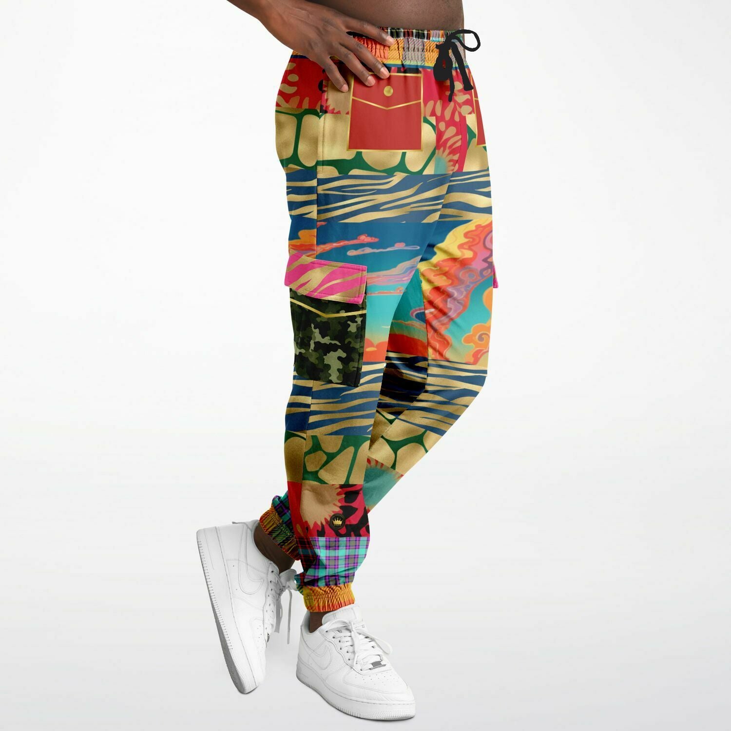 Walking the Runway Patchwork Eco-Poly Unisex Cargo Joggers
