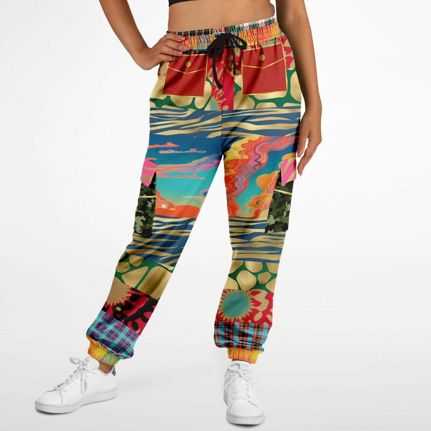 Walking the Runway Patchwork Eco-Poly Unisex Cargo Joggers