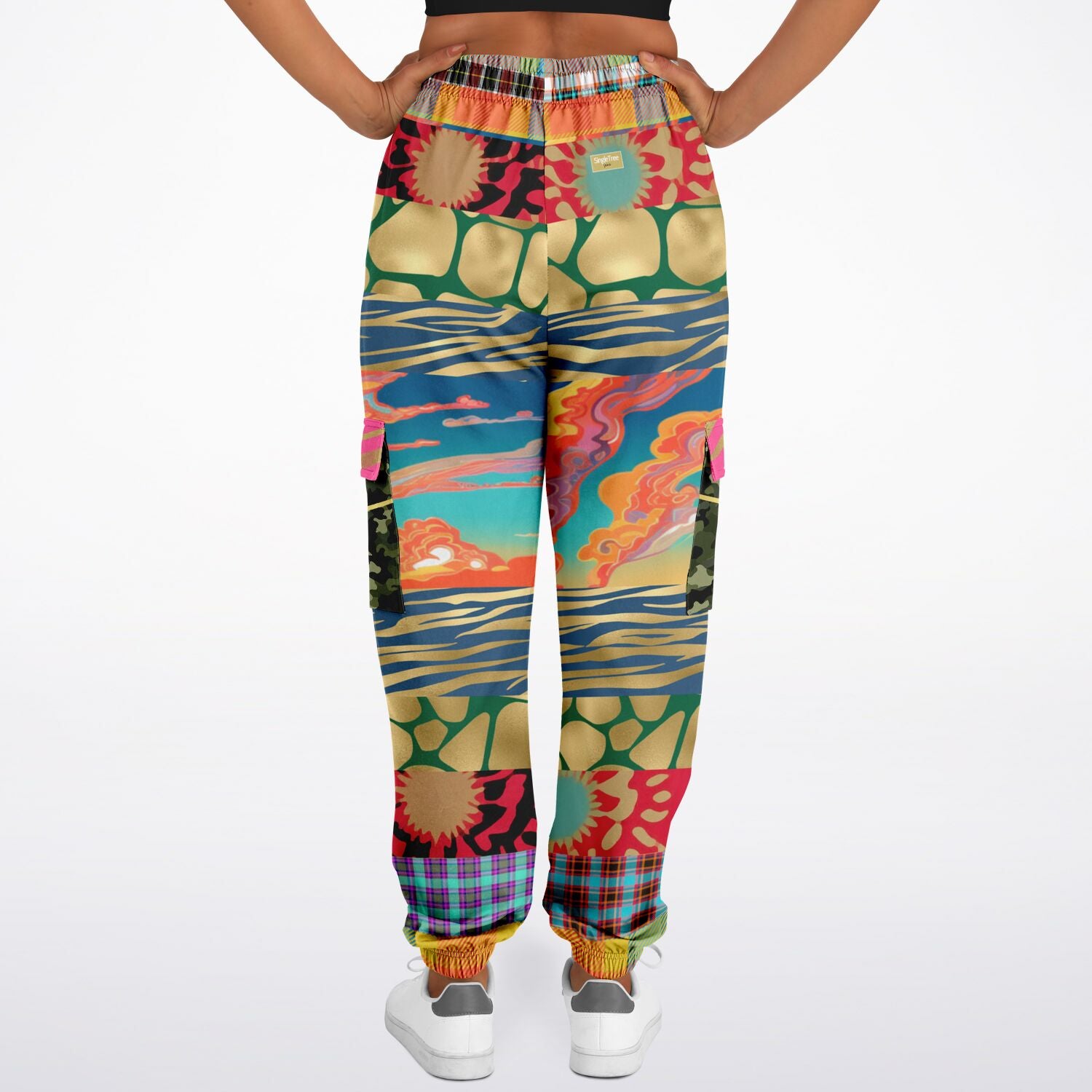 Walking the Runway Patchwork Eco-Poly Unisex Cargo Joggers