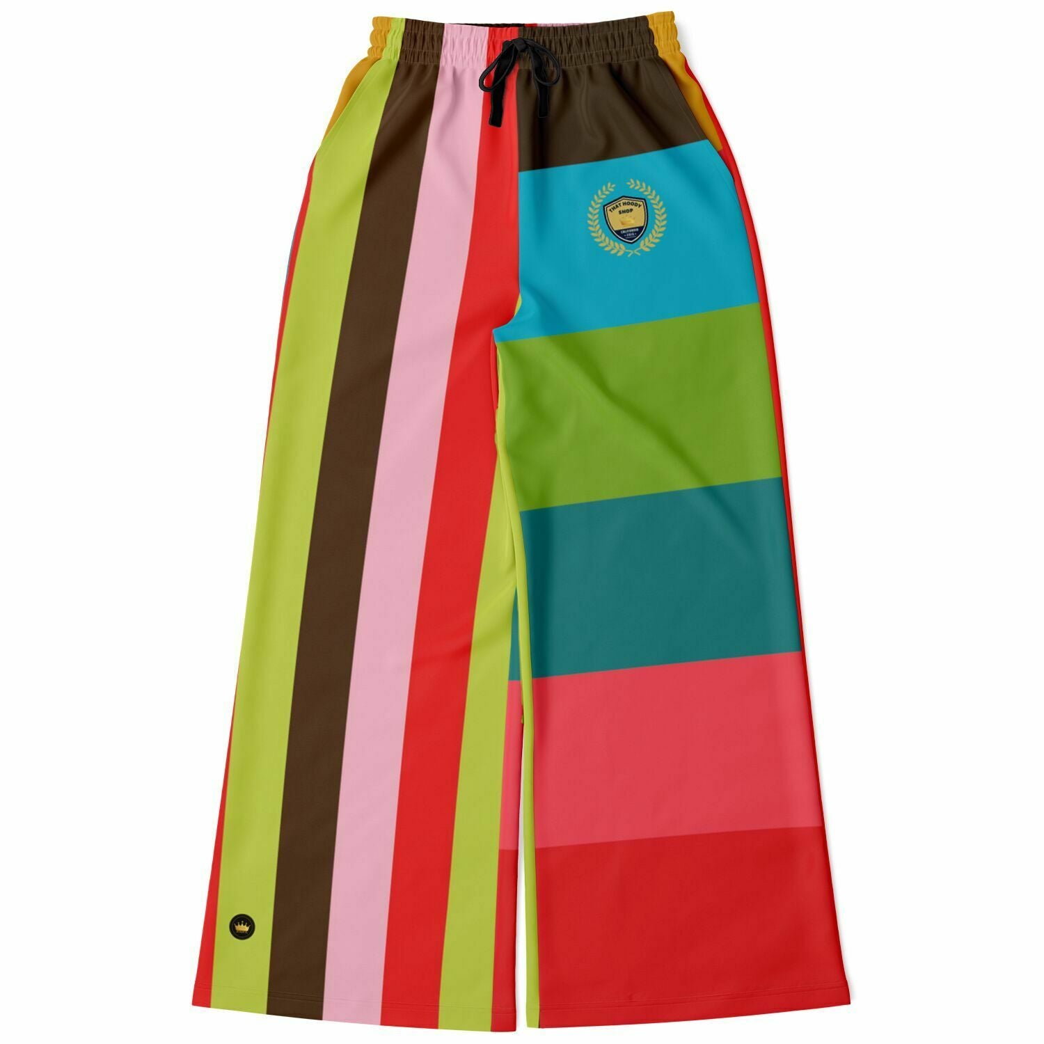 Watermelon Crush Rugby Stripe Eco-Poly Wide Leg Pant