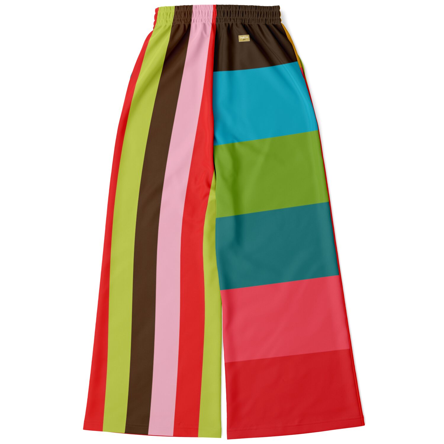 Watermelon Crush Rugby Stripe Eco-Poly Wide Leg Pant