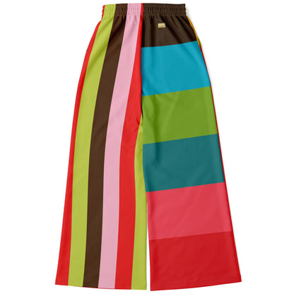 Watermelon Crush Rugby Stripe Eco-Poly Wide Leg Pant