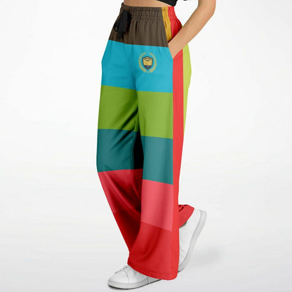 Watermelon Crush Rugby Stripe Eco-Poly Wide Leg Pant
