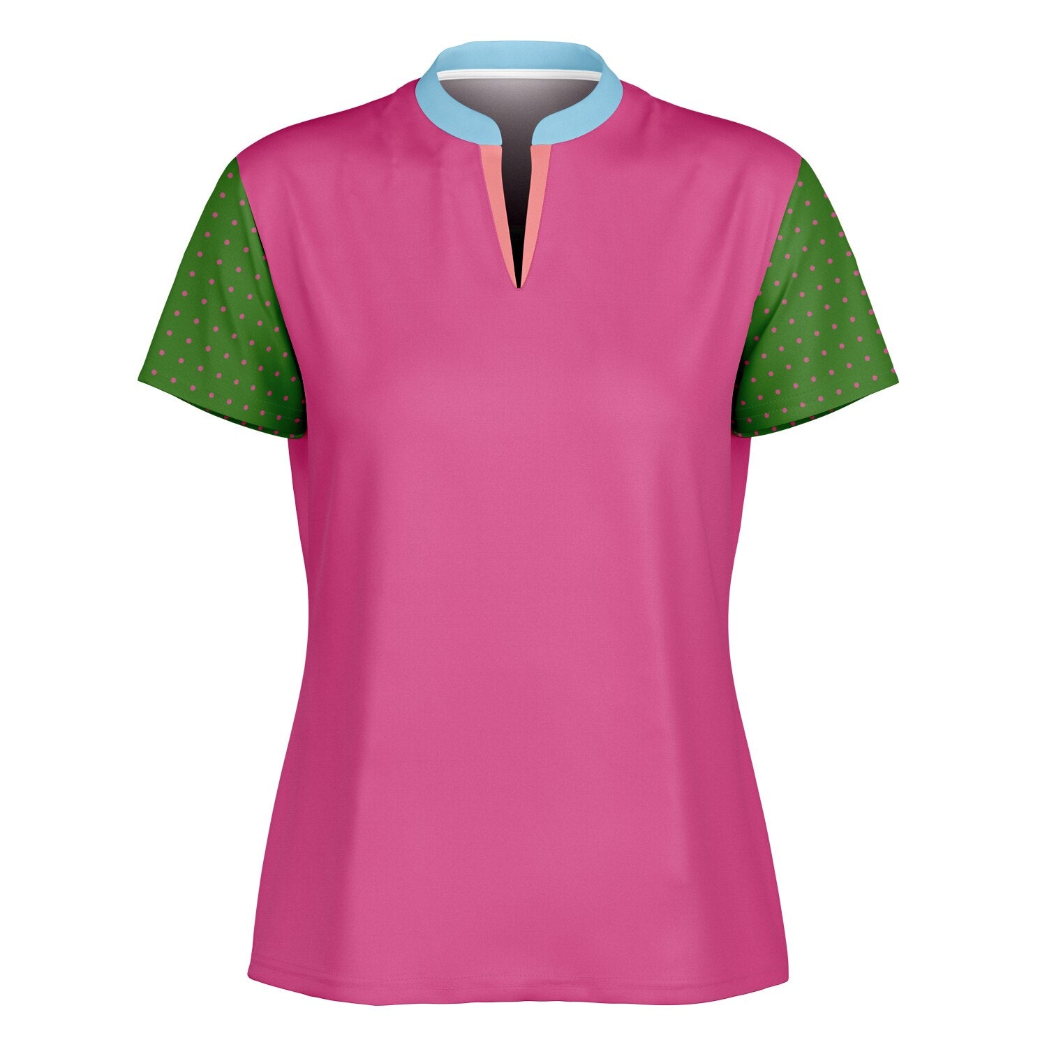 Watermelon Mint Mandarin Collar Ladies Polo Golf Shirt