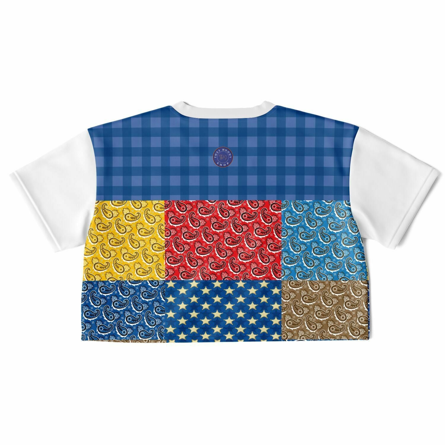 Western Edition Bandana Patchwork Eco-Poly V-Neck Crop Jersey