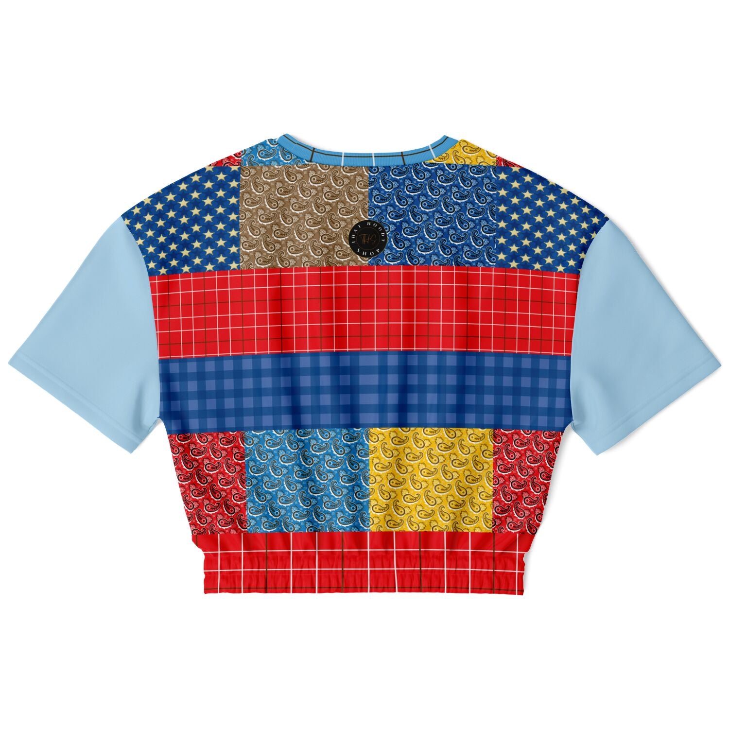 Western Edition Bandana Patchwork Eco-Poly Short Sleeve Cropped Pullover