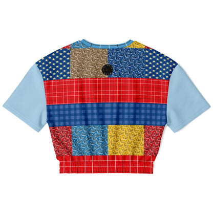 Western Edition Bandana Patchwork Eco-Poly Short Sleeve Cropped Pullover