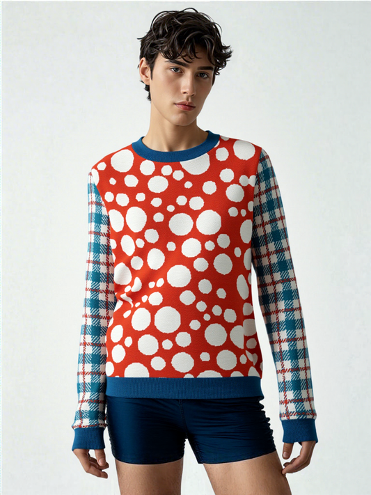 We've Got Bubbles in Red Knitted Crewneck Sweater