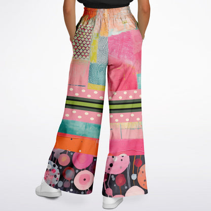 What About That Dancer Life in Patchwork Glory Eco-Poly Wide Leg Pants