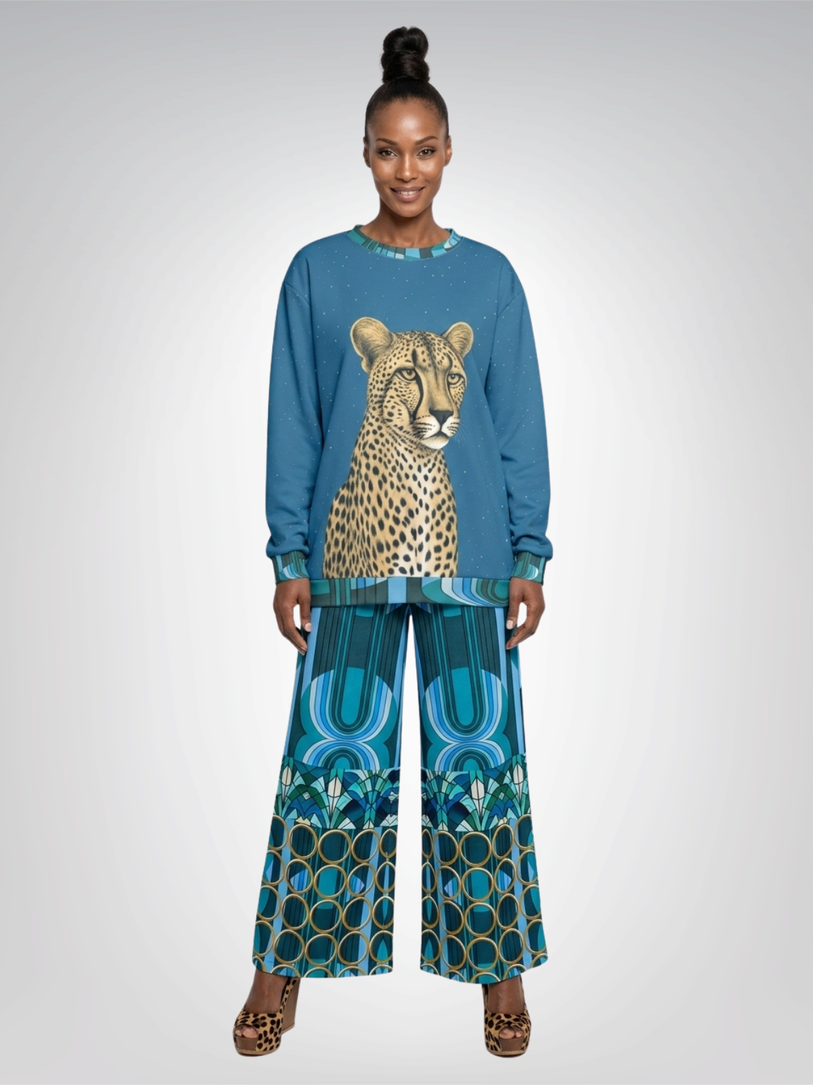 Wild Cheetah in Blue Unisex Sweatshirt (Gold Label)