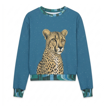 Wild Cheetah in Blue Cropped Sweatshirt (Gold Label)