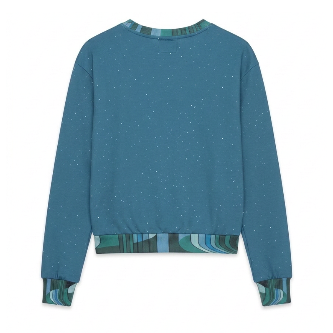 Wild Cheetah in Blue Cropped Sweatshirt (Gold Label)