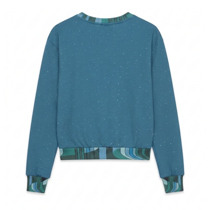 Wild Cheetah in Blue Cropped Sweatshirt (Gold Label)