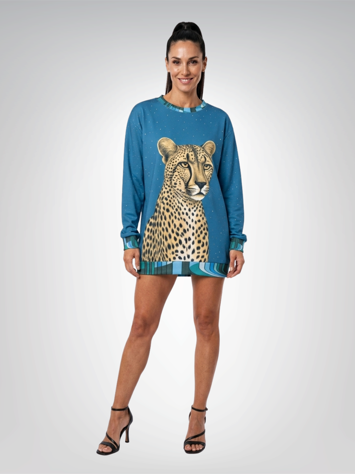 Wild Cheetah in Blue Unisex Sweatshirt (Gold Label)