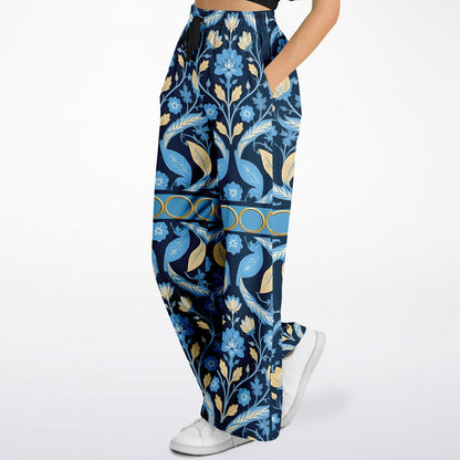 Wild Cheetah Moon in Exotic Floral Eco-Poly Wide Leg Pants