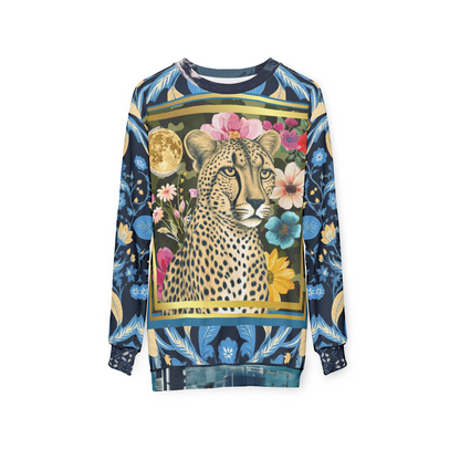 Wild Cheetah Moon in Exotic Floral Unisex Sweatshirt (Gold Label)