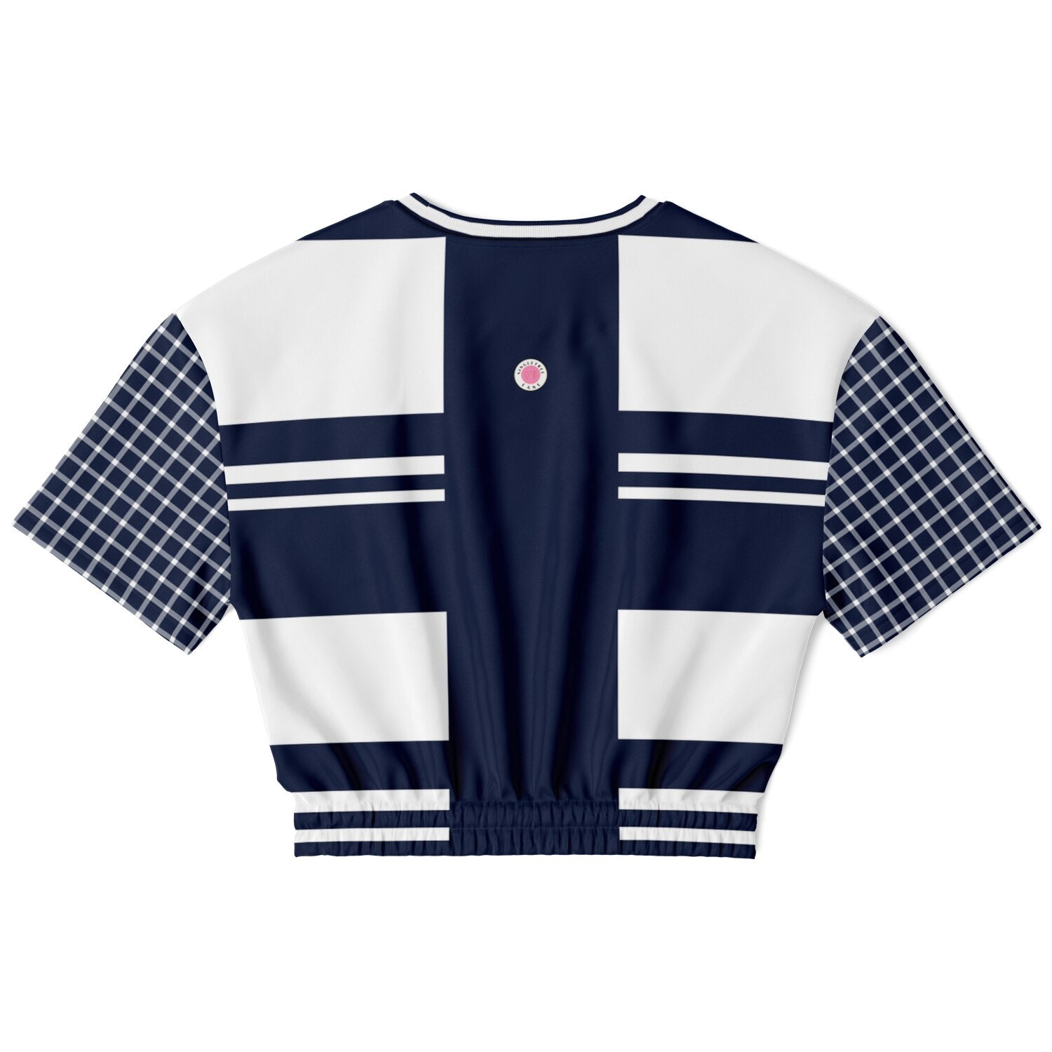 Wimbledon Blue Barbarian Stripe Eco-Poly Short Sleeve Cropped Pullover