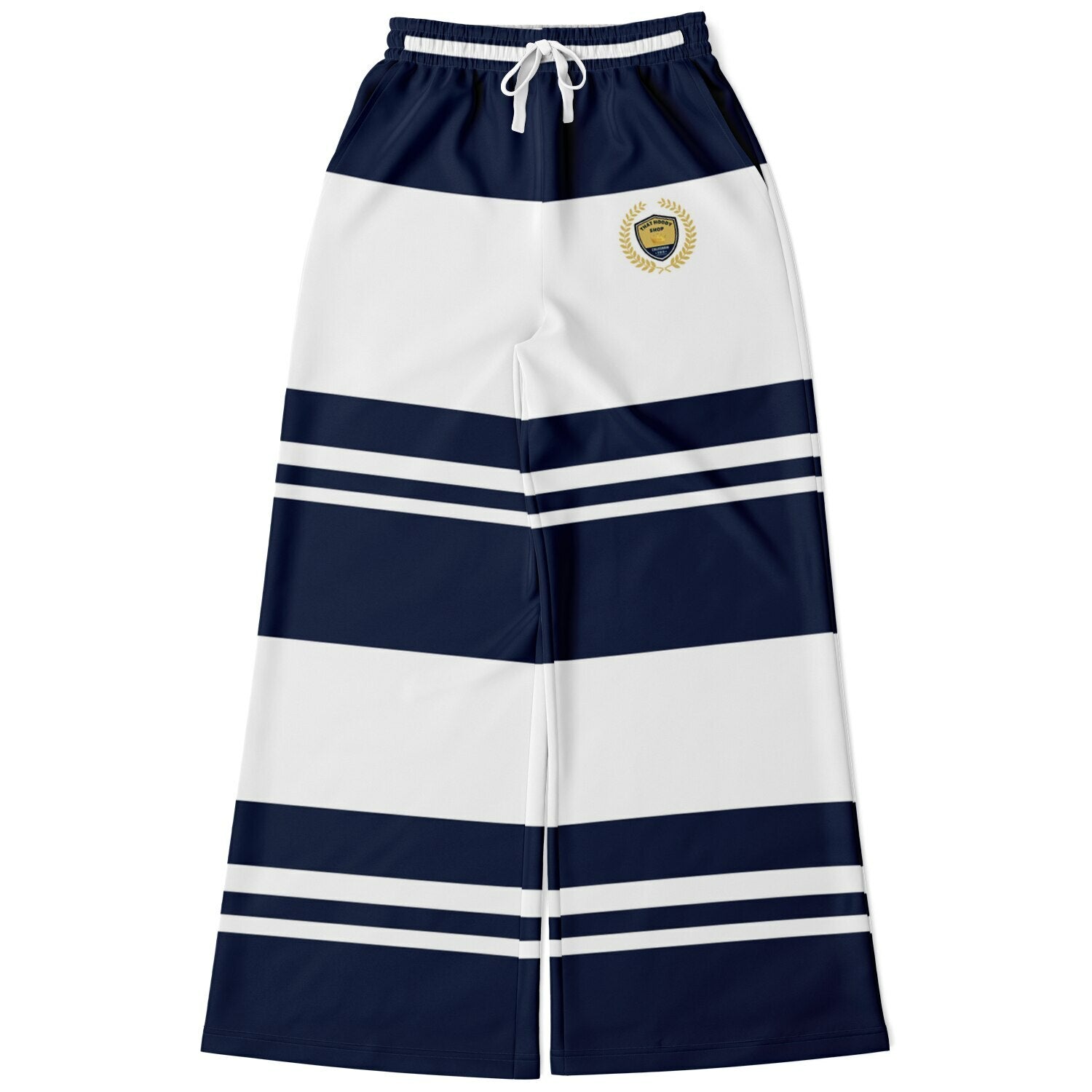 Wimbledon Blue Barbarian Stripe Eco-Poly Wide Leg Pants