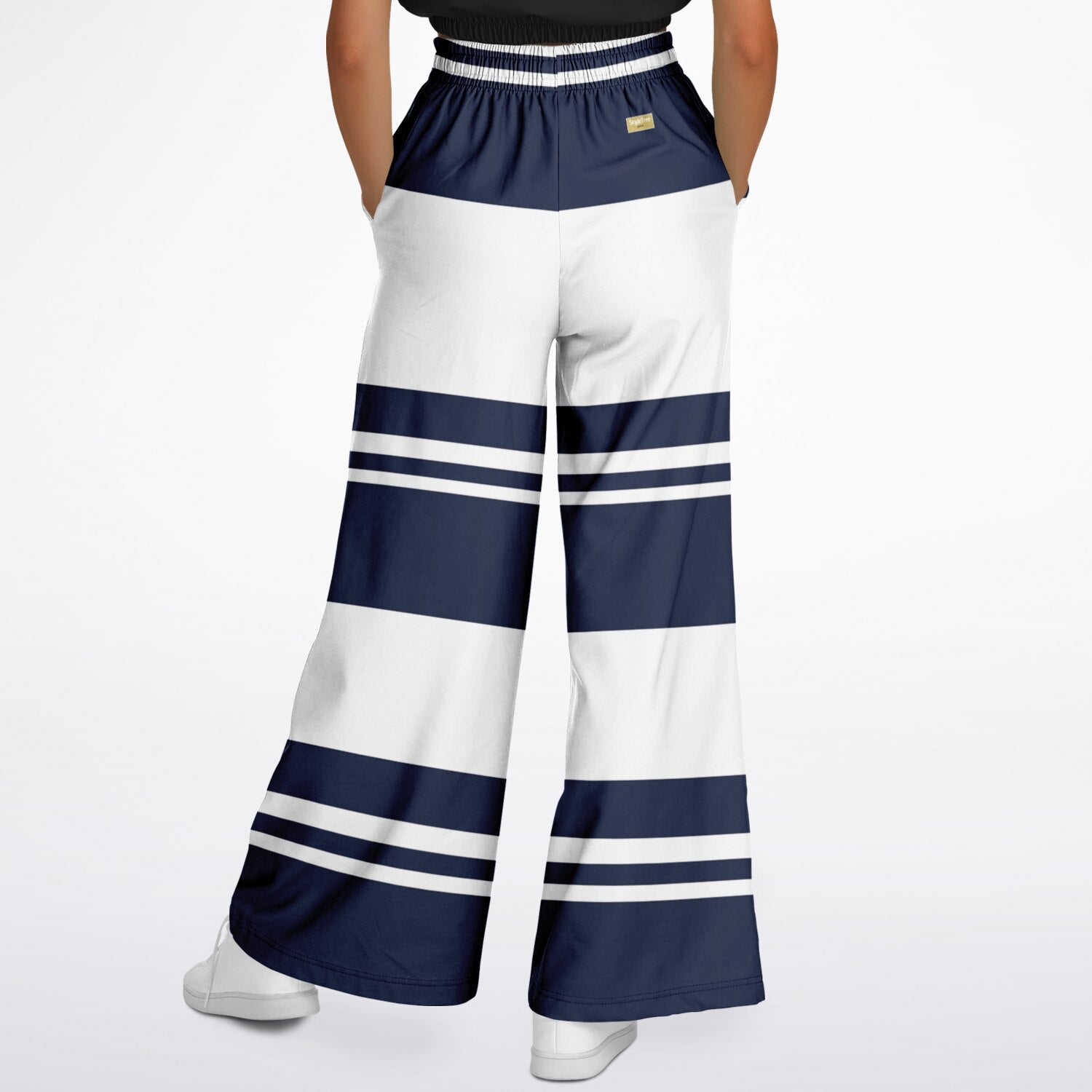 Wimbledon Blue Barbarian Stripe Eco-Poly Wide Leg Pants