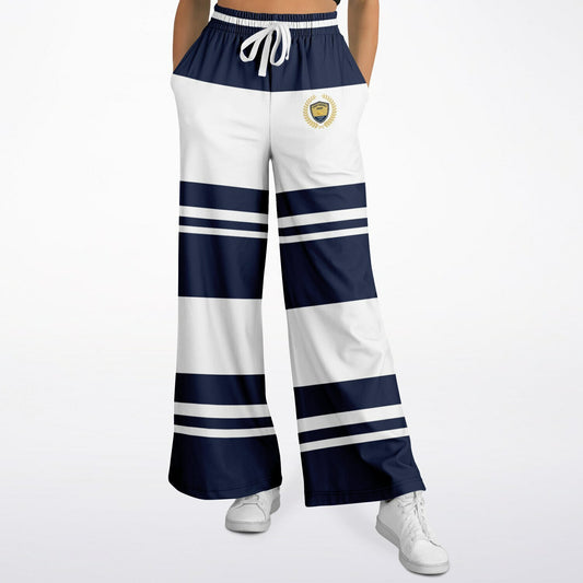 Wimbledon Blue Barbarian Stripe Eco-Poly Wide Leg Pants