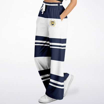 Wimbledon Blue Barbarian Stripe Eco-Poly Wide Leg Pants