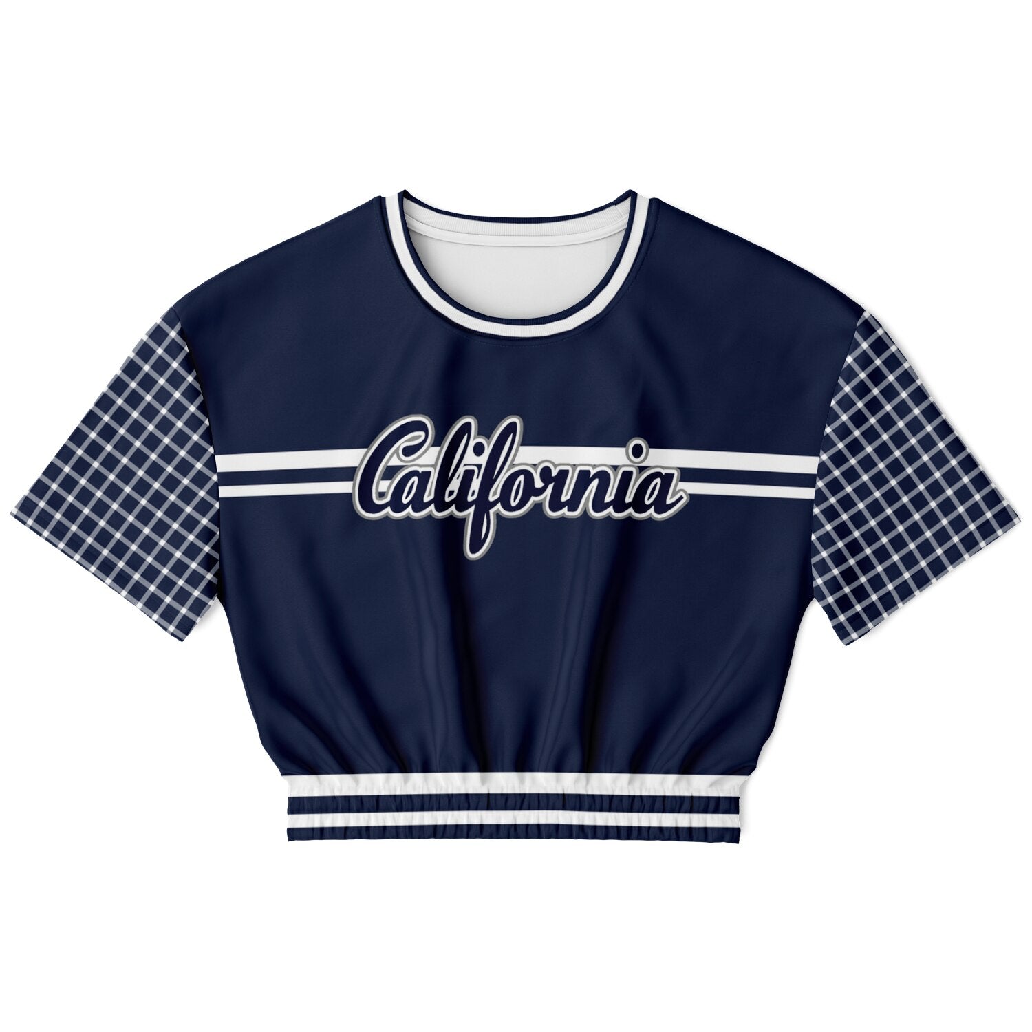 Wimbledon in Blue Stripe California Edition Eco-Poly Short Sleeve Cropped Pullover