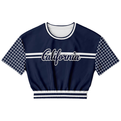 Wimbledon in Blue Stripe California Edition Eco-Poly Short Sleeve Cropped Pullover