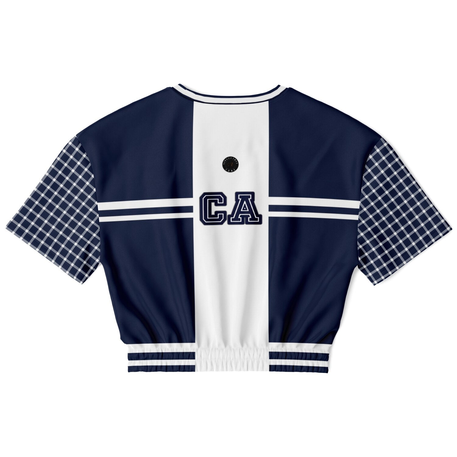 Wimbledon in Blue Stripe California Edition Eco-Poly Short Sleeve Cropped Pullover