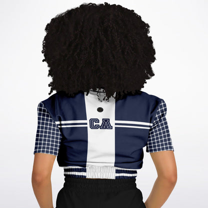 Wimbledon in Blue Stripe California Edition Eco-Poly Short Sleeve Cropped Pullover