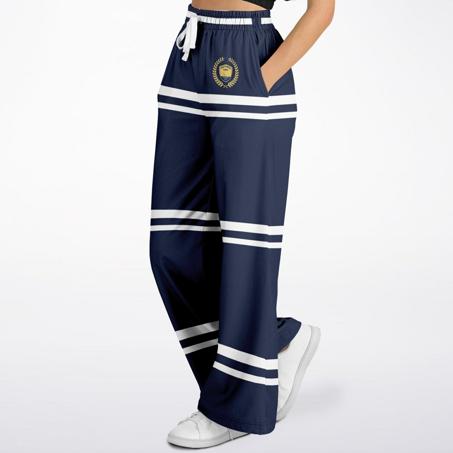 Wimbledon Blue Stripe Eco-Poly Wide Leg Pants