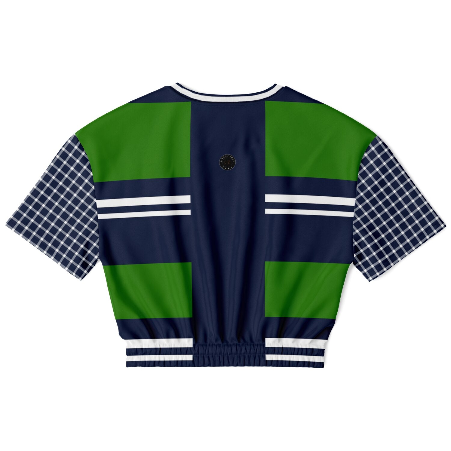 Wimbledon Green Barbarian Stripe Eco-Poly Short Sleeve Cropped Pullover