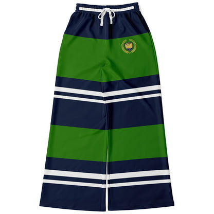 Wimbledon Green Barbarian Stripe Eco-Poly Wide Leg Pants