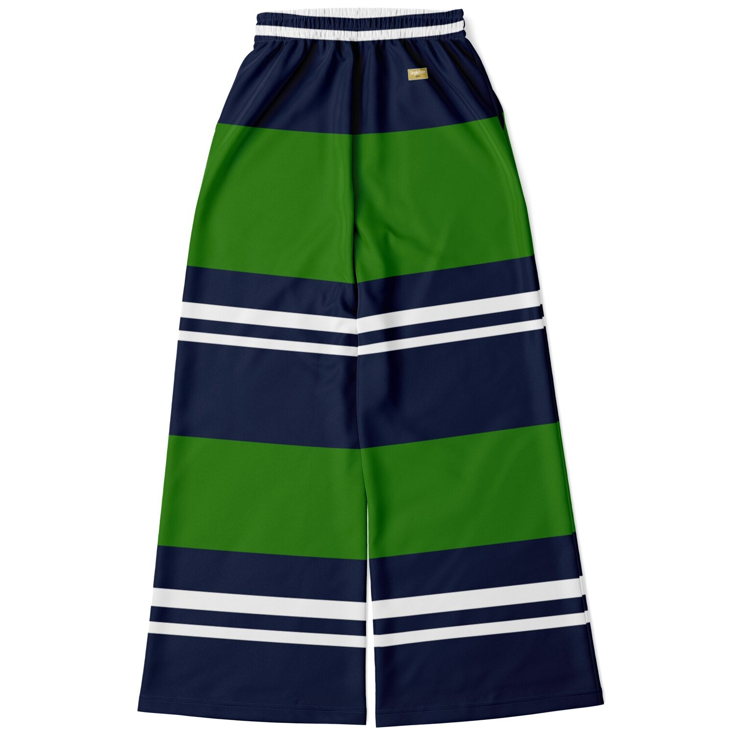 Wimbledon Green Barbarian Stripe Eco-Poly Wide Leg Pants