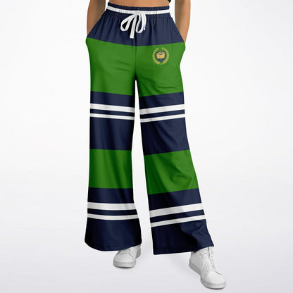 Wimbledon Green Barbarian Stripe Eco-Poly Wide Leg Pants