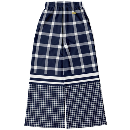 Wimbledon in Blue Plaid Eco-Poly Wide Leg Pants